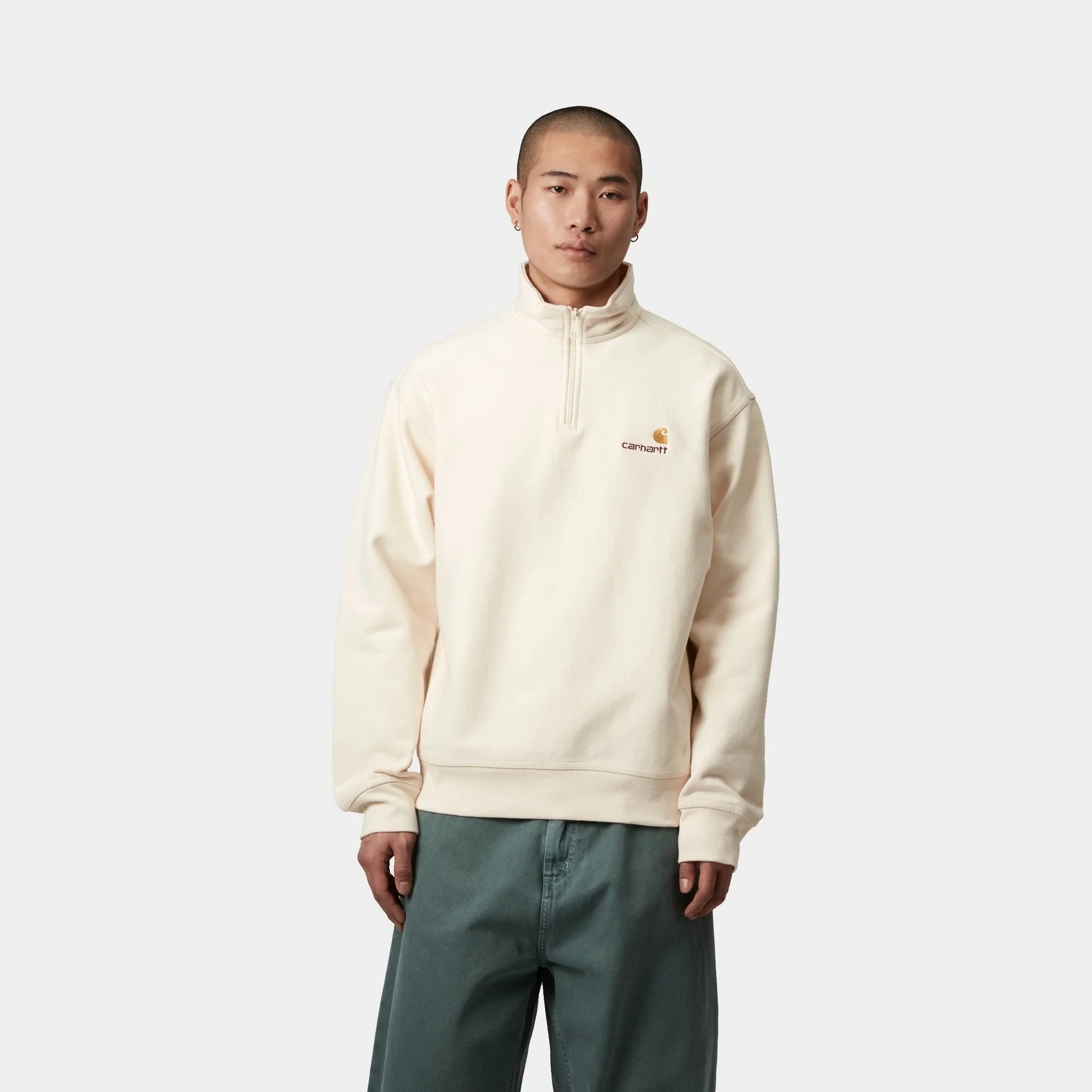 Half Zip American Script Sweatshirt | Natural