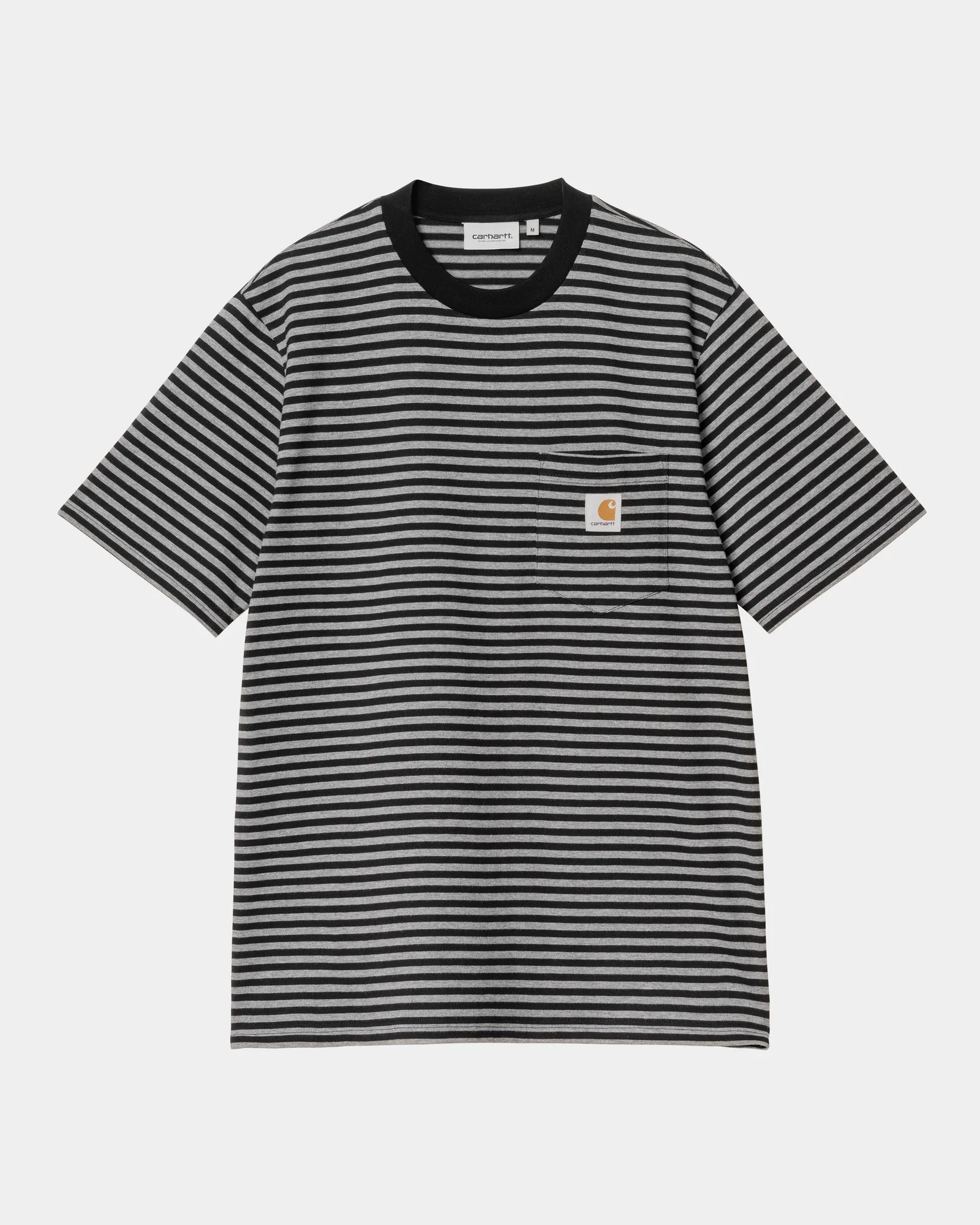 Verner Stripe Pocket T-Shirt | Black / Dark Grey Heather