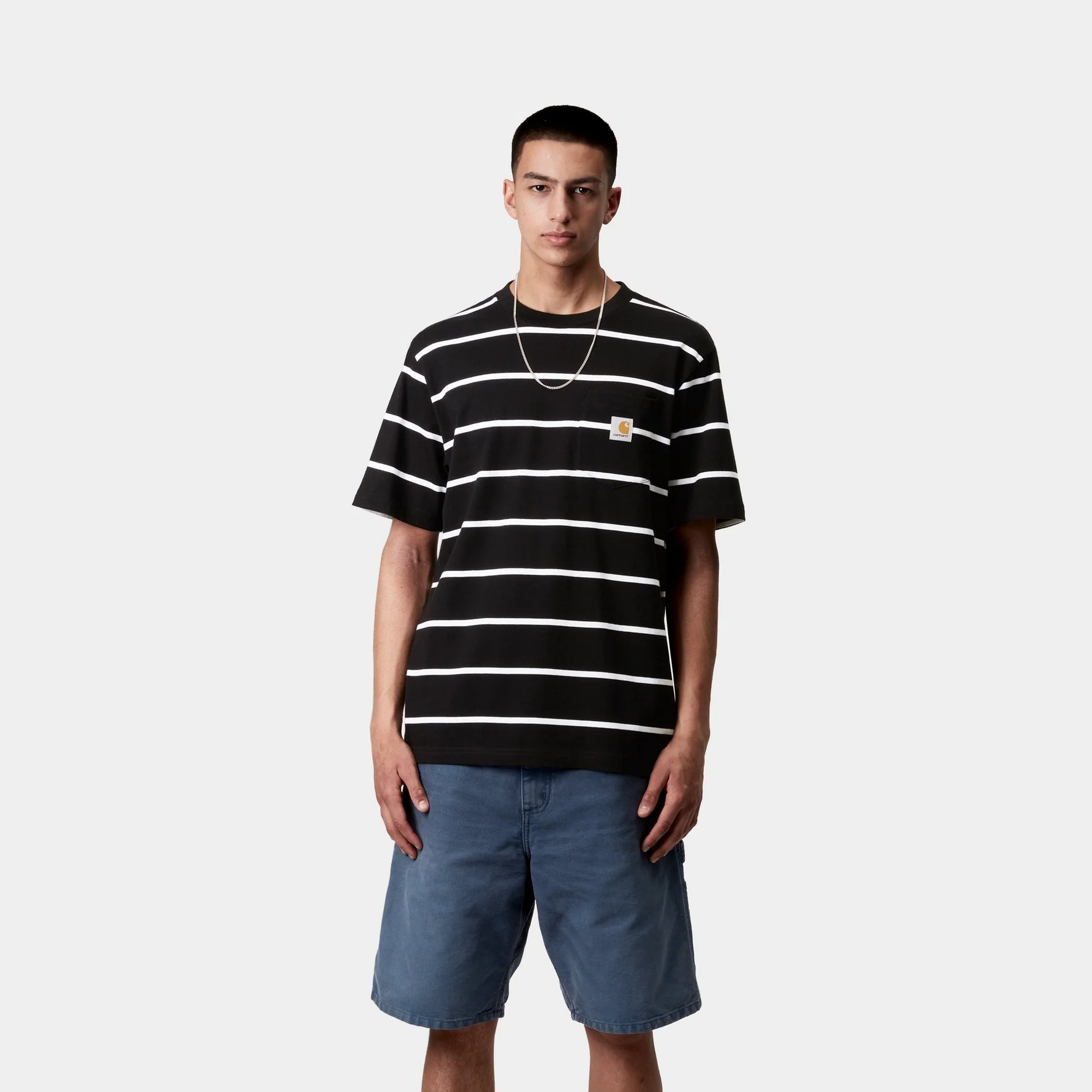 Aiken Stripe Pocket T-Shirt | Black