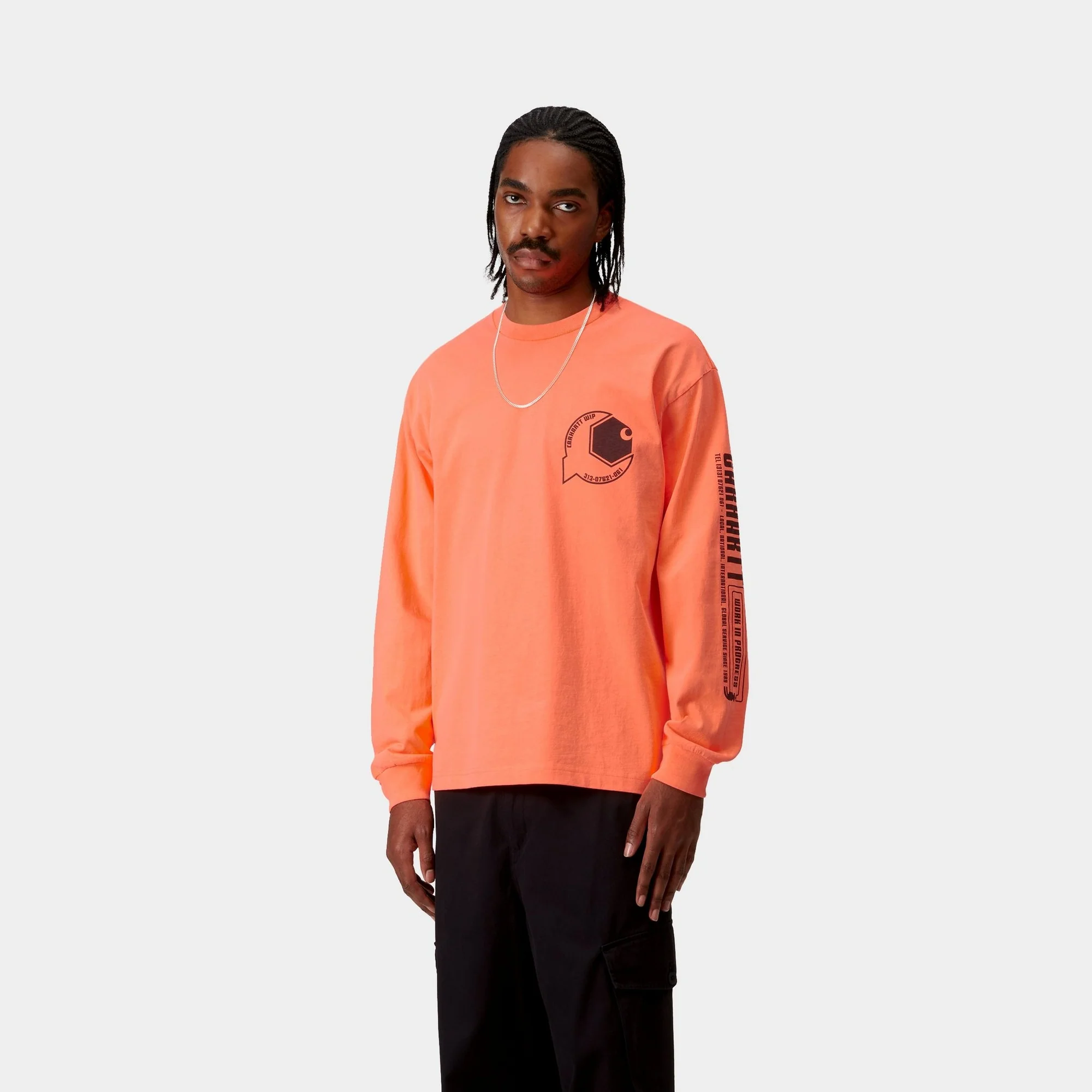 Long Sleeve Industry T-Shirt | Lumo Orange / Black
