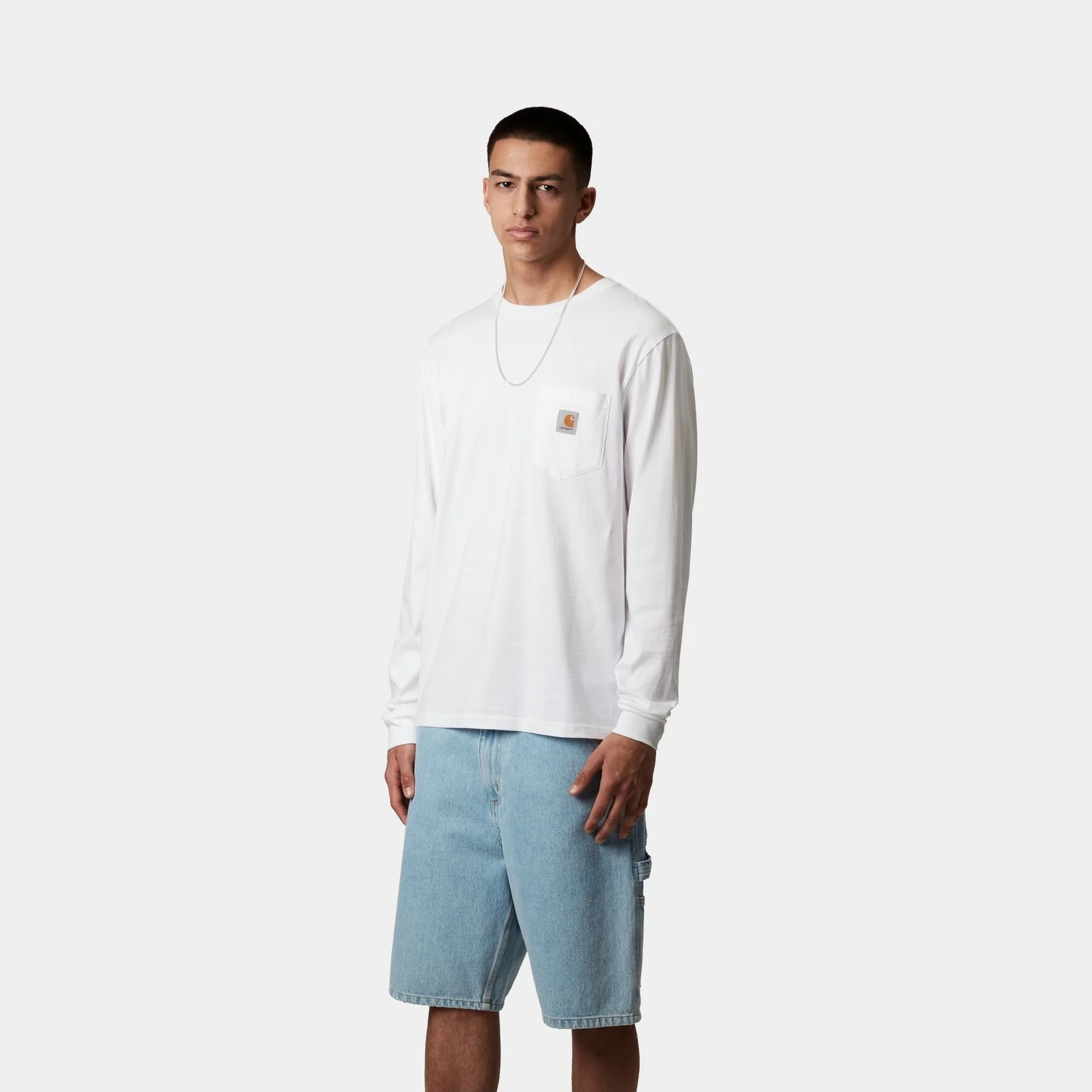 Long Sleeve Pocket T-Shirt | White