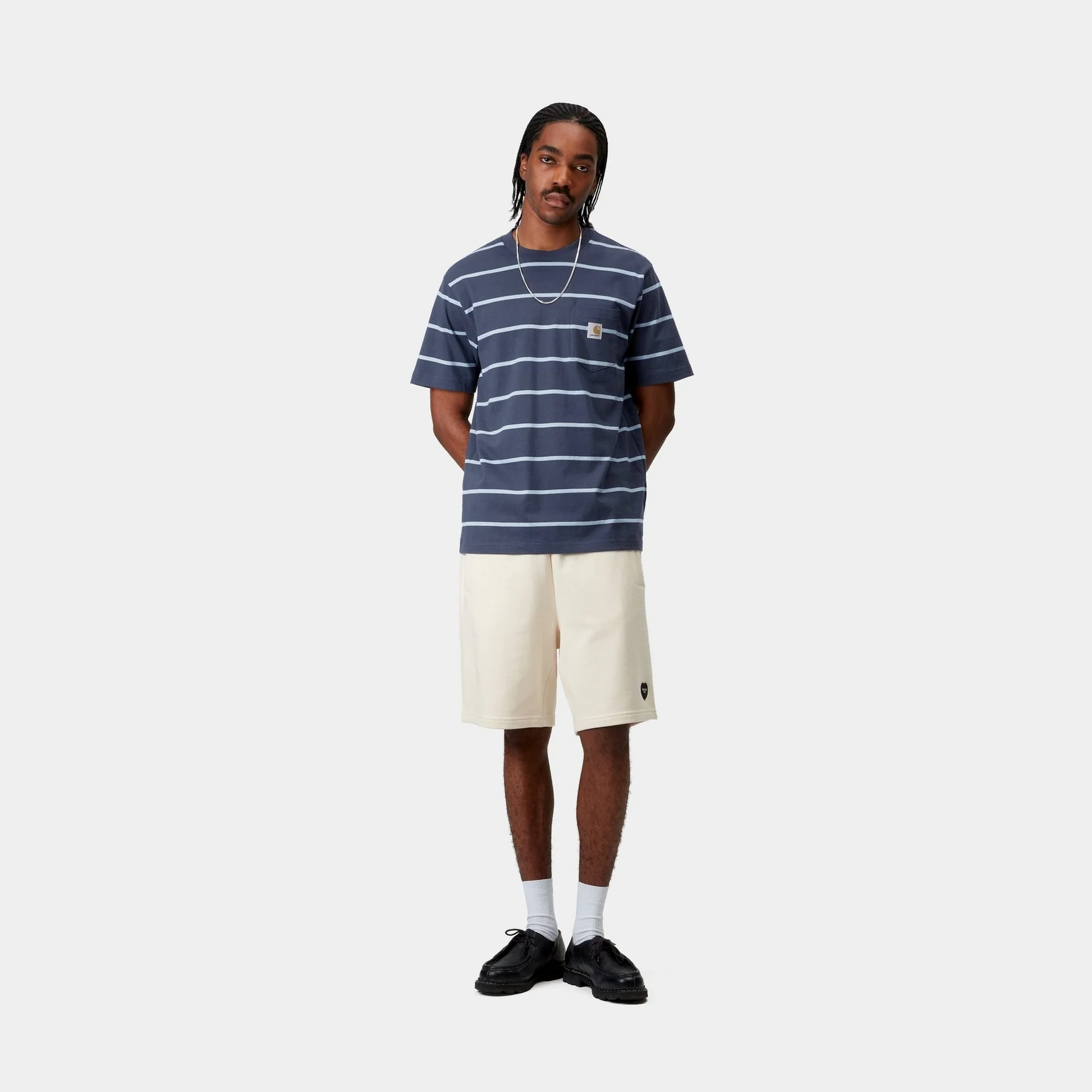 Aiken Stripe Pocket T-Shirt | Dusky Blue