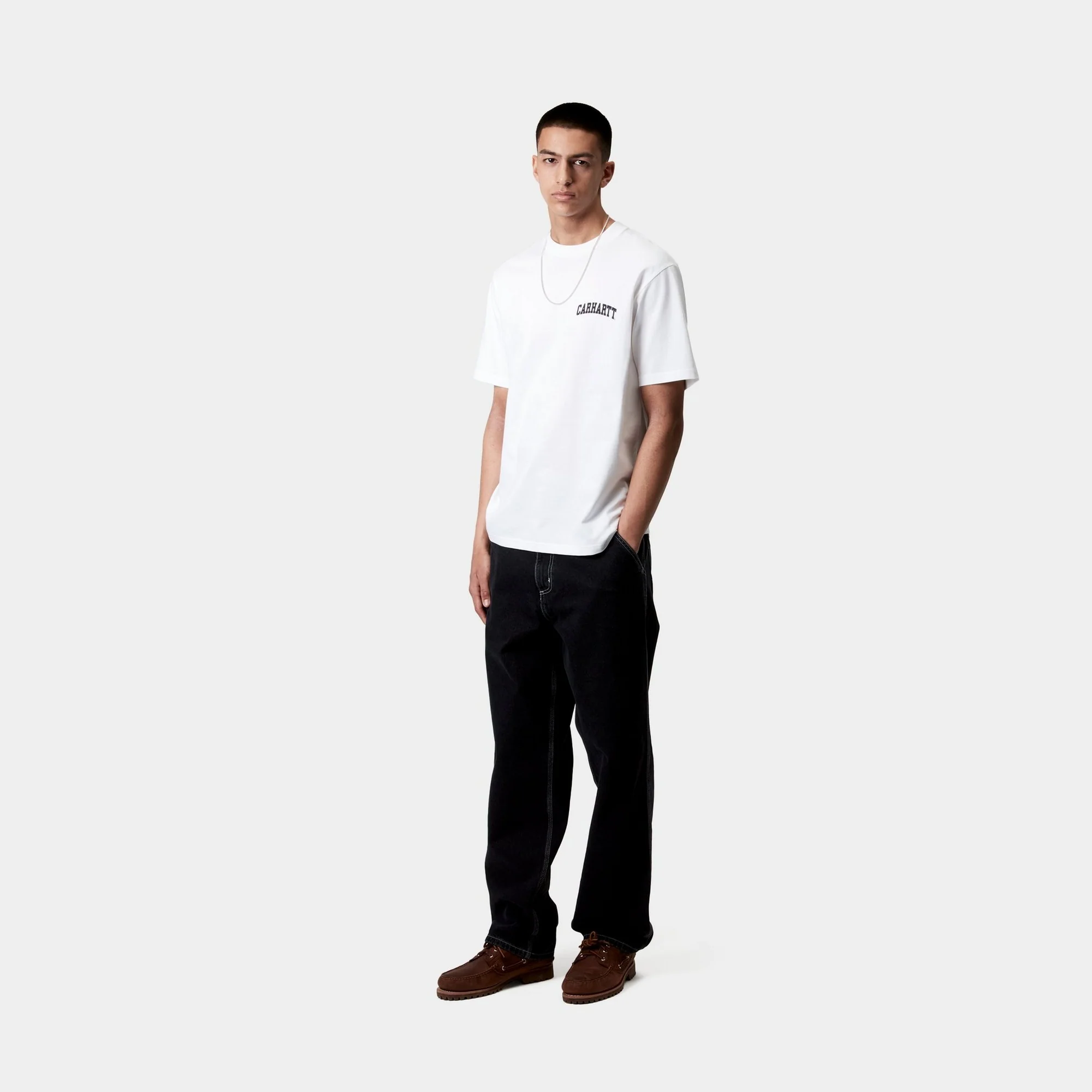 University Script T-Shirt | White / Black