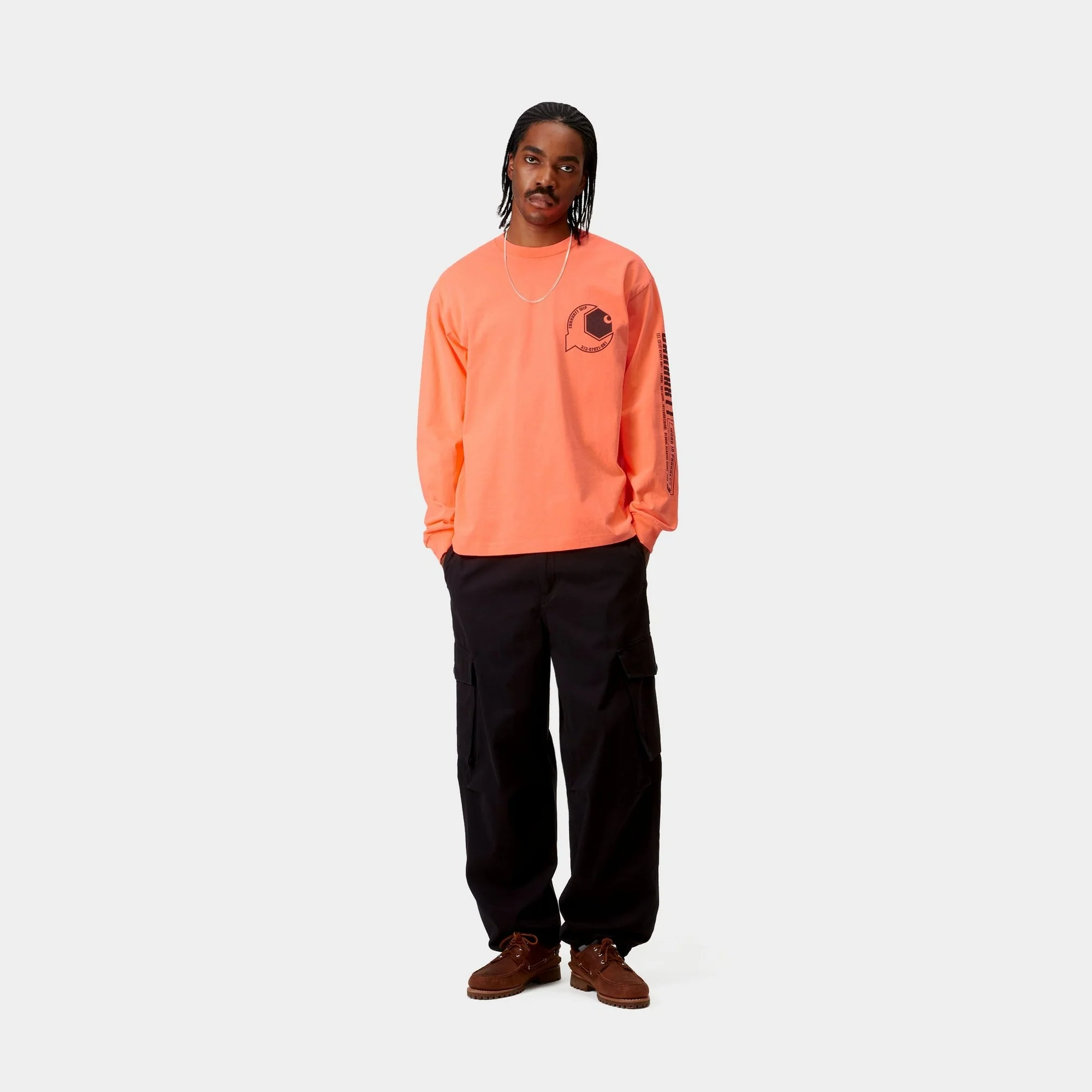 Long Sleeve Industry T-Shirt | Lumo Orange / Black