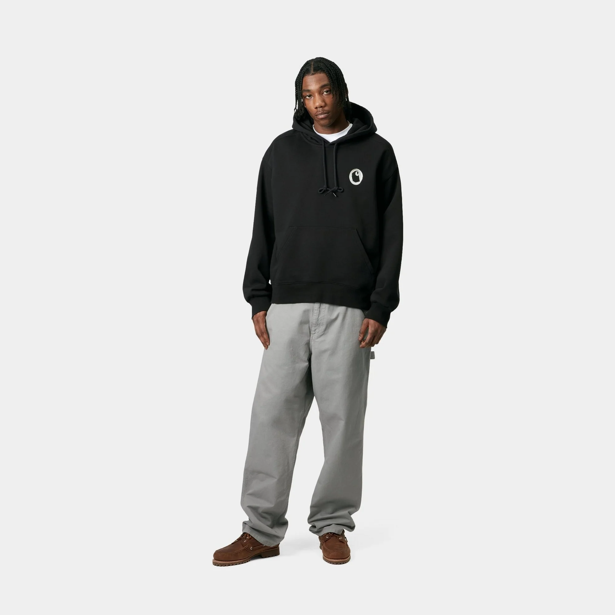 Hooded Charm Link Sweatshirt | Black / Silver (stone washed)