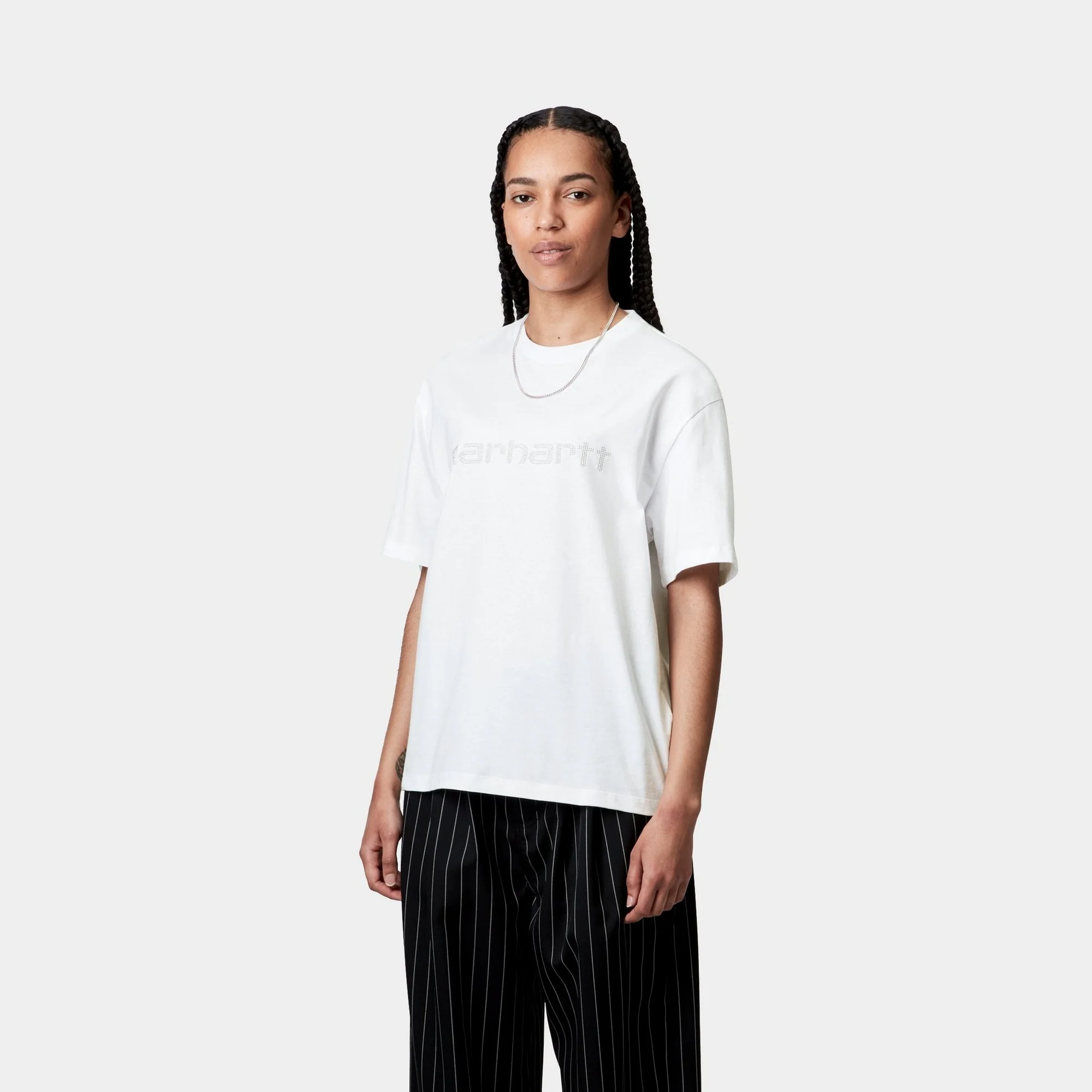 Women’s Rivet Script T-Shirt | White / Silver