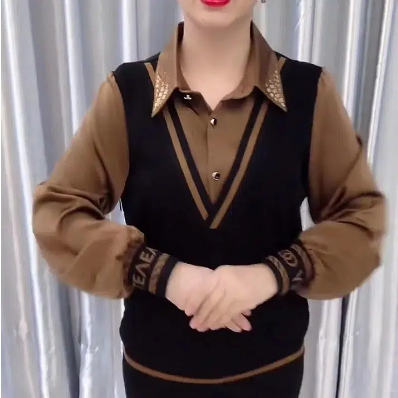 Fashion bor panas kemeja dua potong palsu