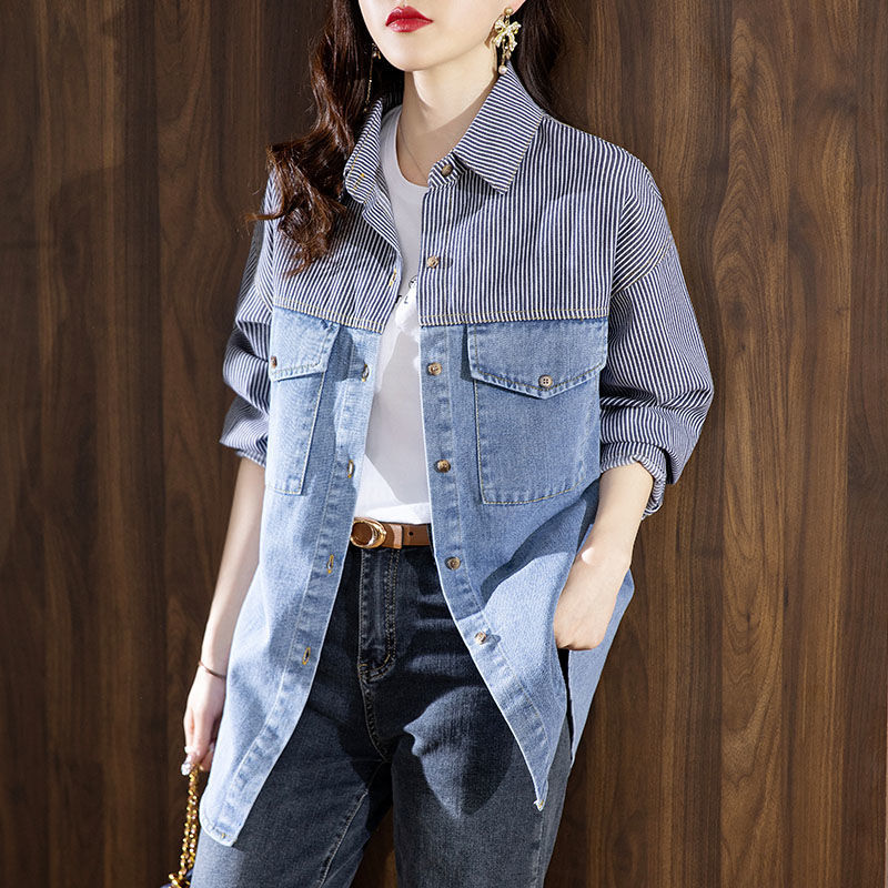 Jalan garis fashion denim patchwork