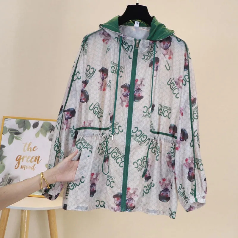 Wanita Longgar Berkerudung Bernapas Jaket Pelindung Matahari