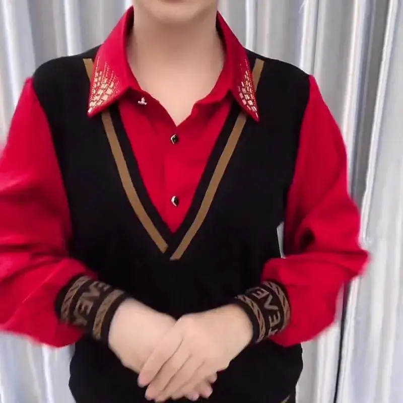 Fashion bor panas kemeja dua potong palsu