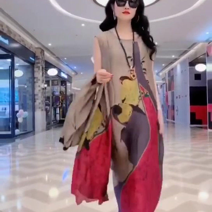 Gaun longgar sutra murbei sutra dua potong