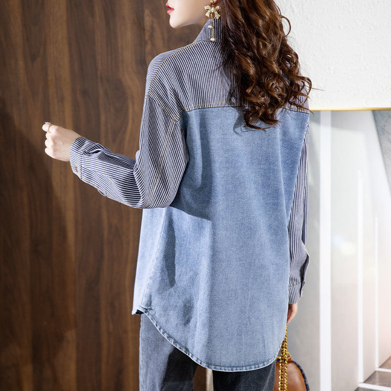 Jalan garis fashion denim patchwork