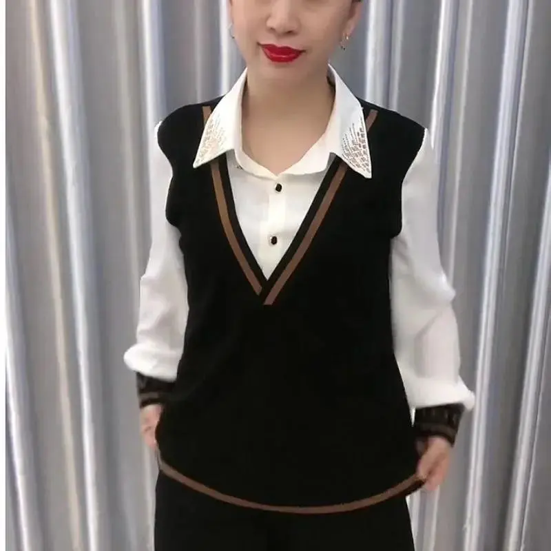 Fashion bor panas kemeja dua potong palsu