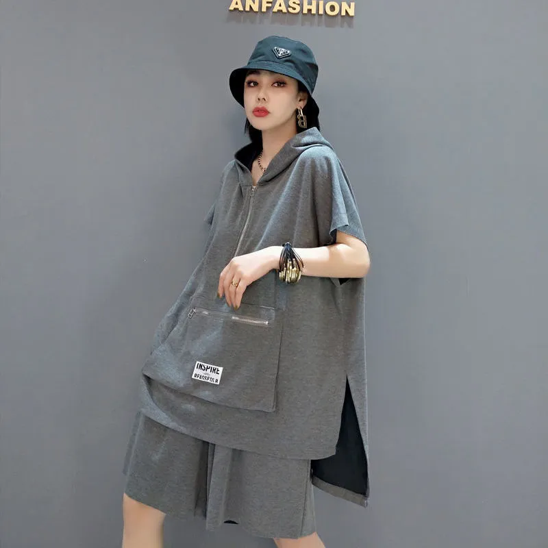 Setelan Olahraga Dua Potong Katun Besar Ekstra Besar