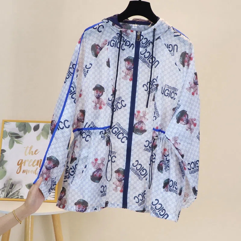 Wanita Longgar Berkerudung Bernapas Jaket Pelindung Matahari