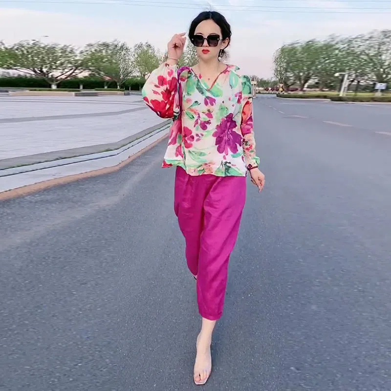 Set Dua Potong Sutra Longgar Fashion