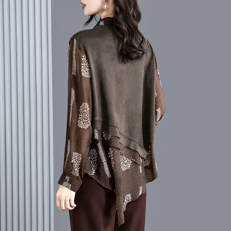 Fashion Linen Cotton Fake Two Piece Shirts