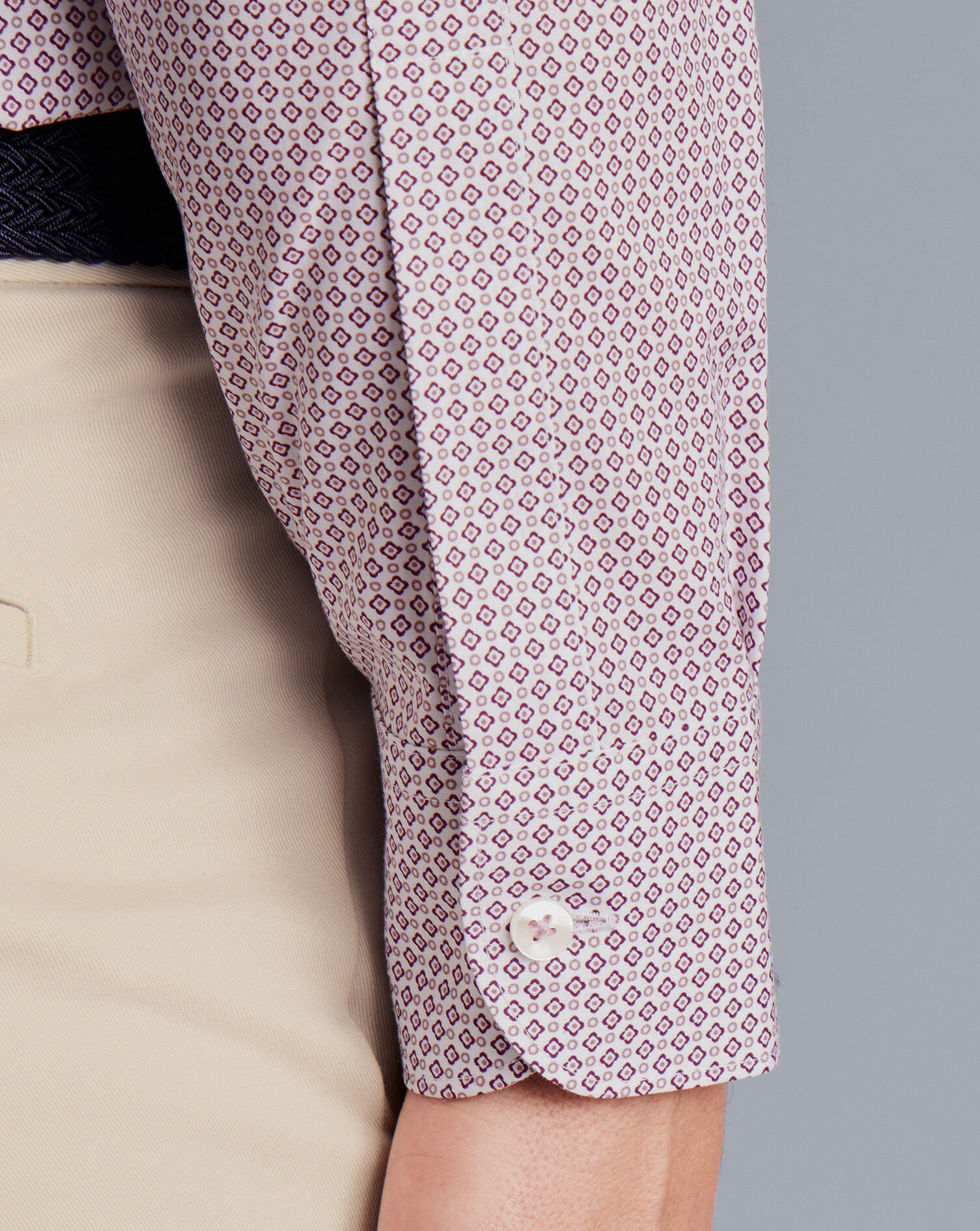 Semi-Spread Collar Shadow Diamond Print Non-Iron Shirt - Blackberry Purple