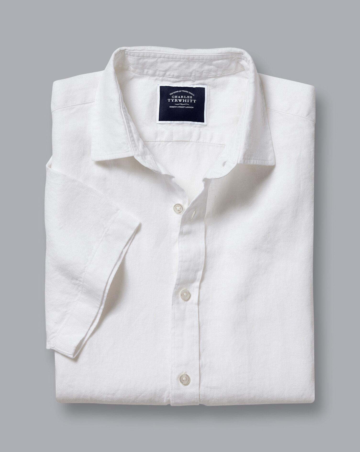 Pure Linen Short Sleeve Shirt  - White