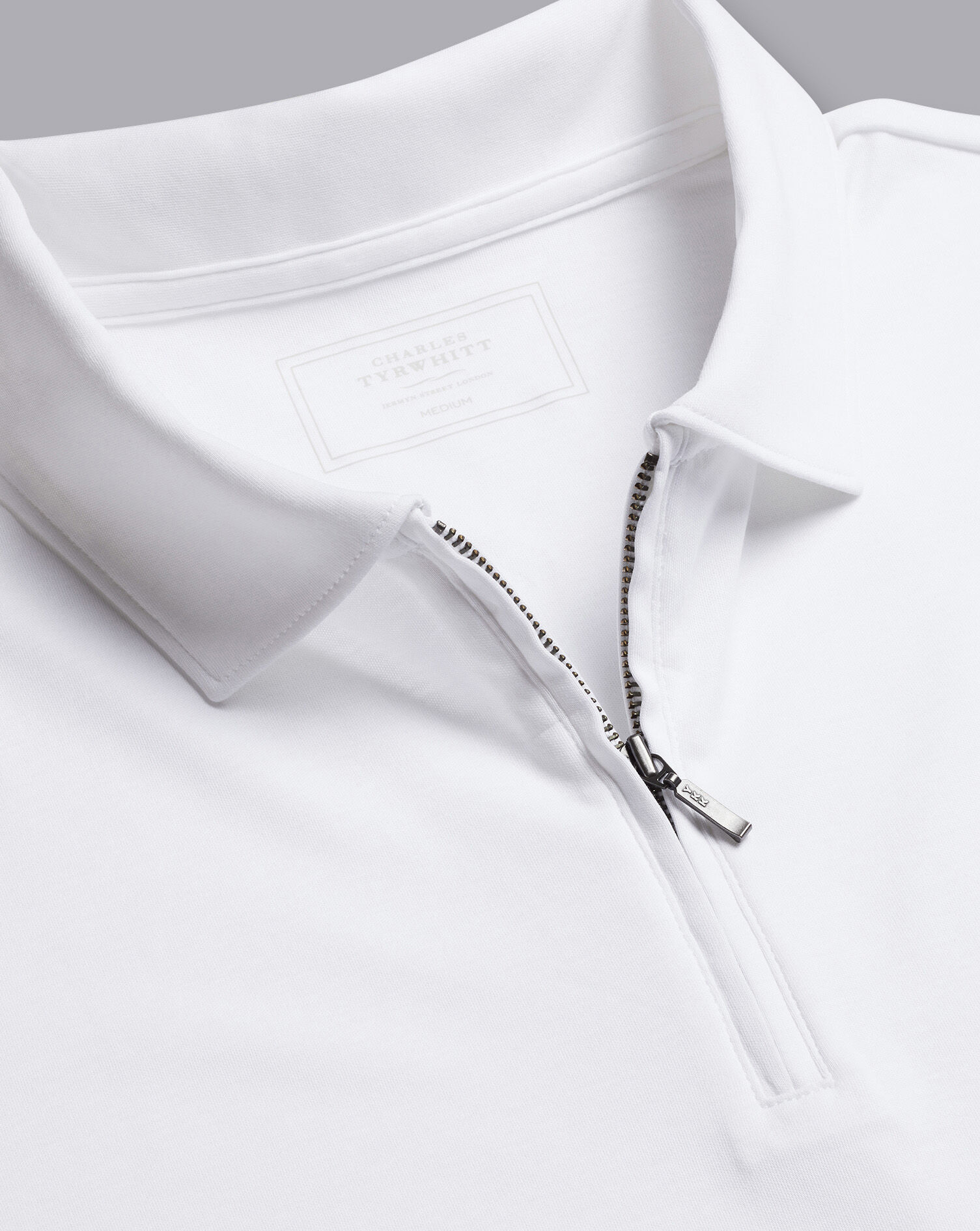 Zip-Neck Jersey Polo - White