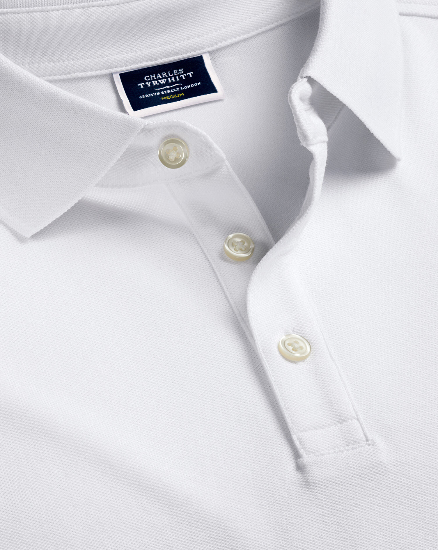 Tyrwhitt Long Sleeve Pique Polo - White