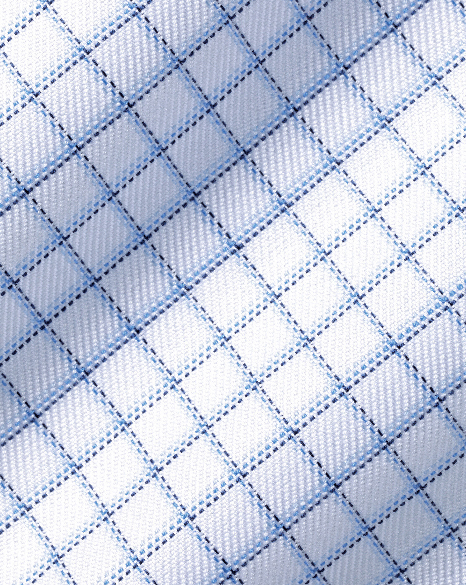 Semi-Spread Collar Egyptian Cotton Check Shirt - Ocean Blue