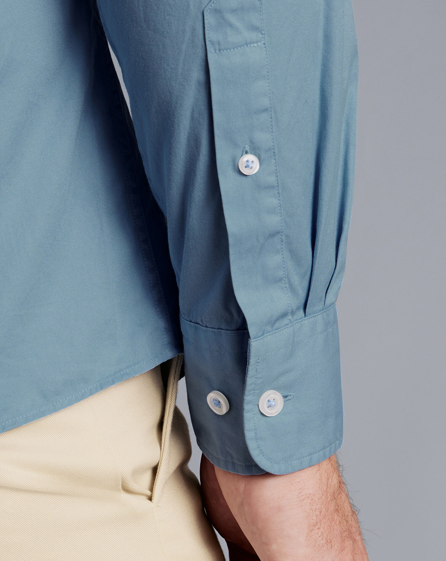 Button-Down Collar Washed Fine Twill Shirt - Sky Blue