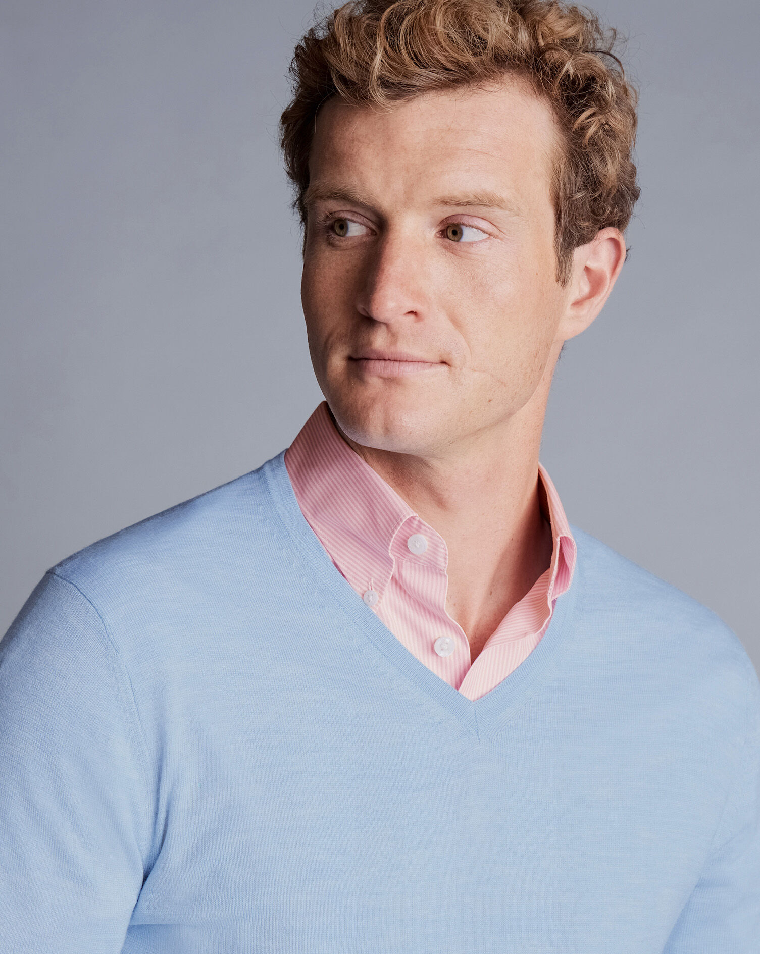 Merino V-Neck Sweater - Sky Blue