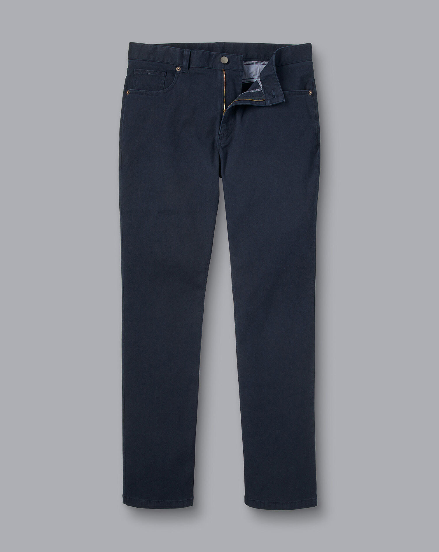 Washed Texture 5 Pocket Pants - Navy