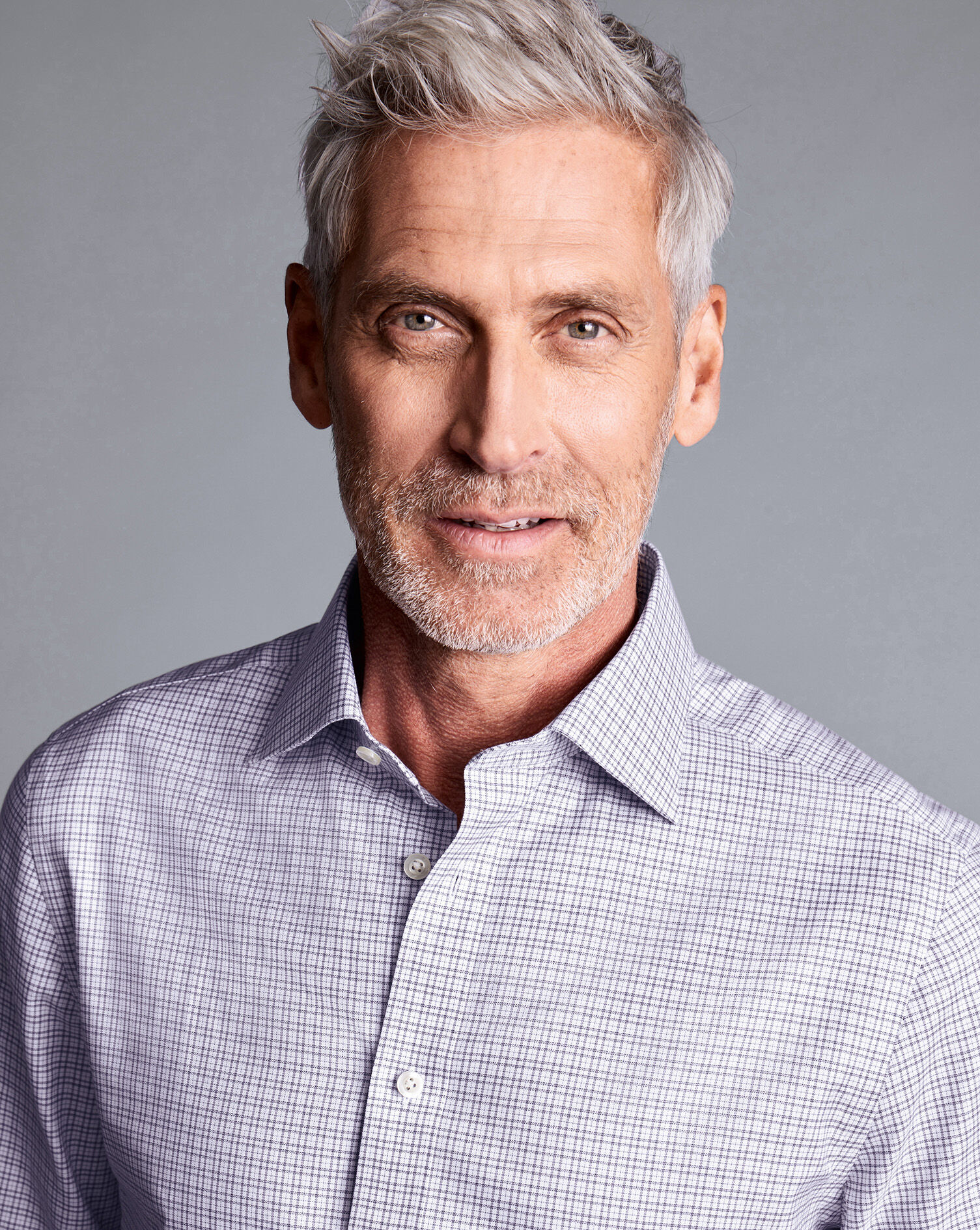 Semi-Spread Collar Egyptian Cotton Multi Check Shirt - Mauve Purple