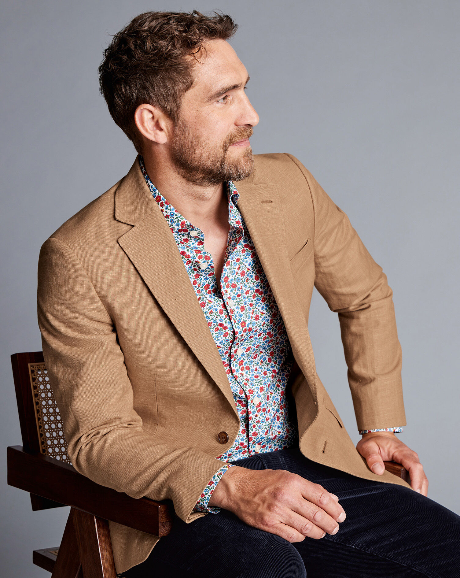 Linen Cotton Jacket - Camel