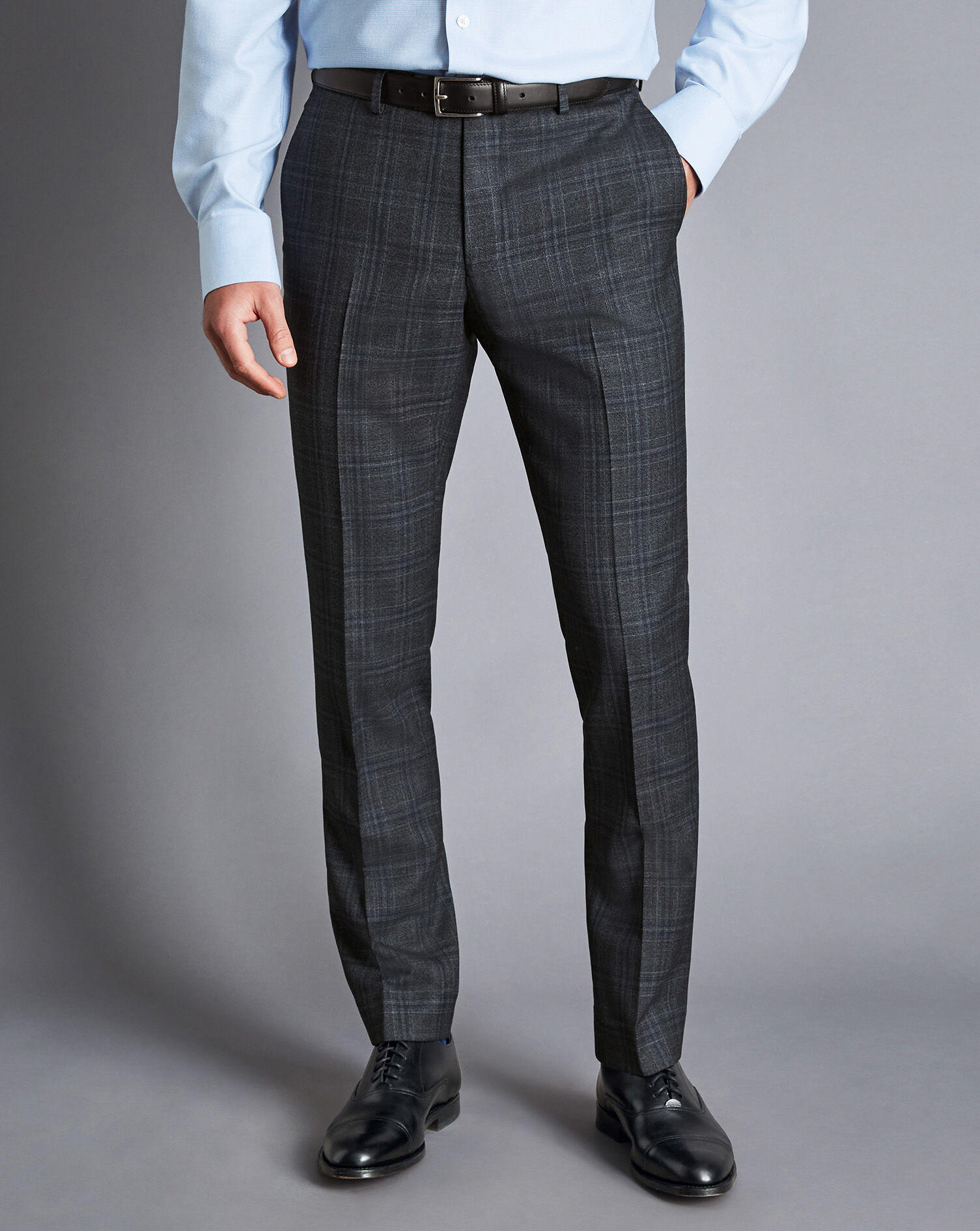 Prince of Wales Check Ultimate Performance Suit Pants - Steel Blue