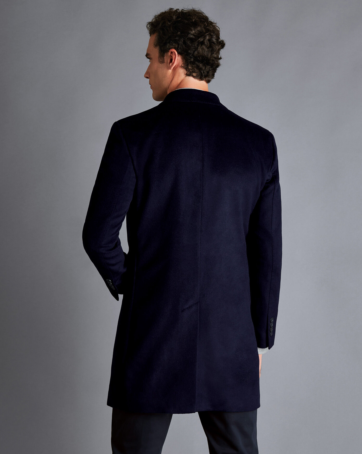 Double Breasted Wool Overcoat - Navy