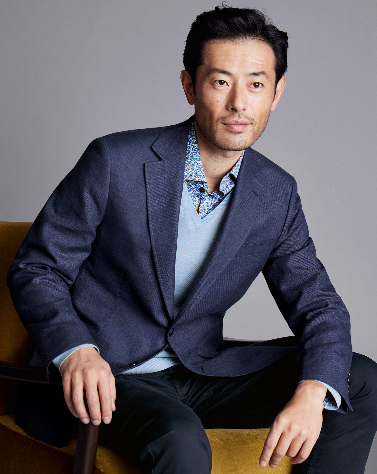 Linen Cotton Jacket - Indigo Blue