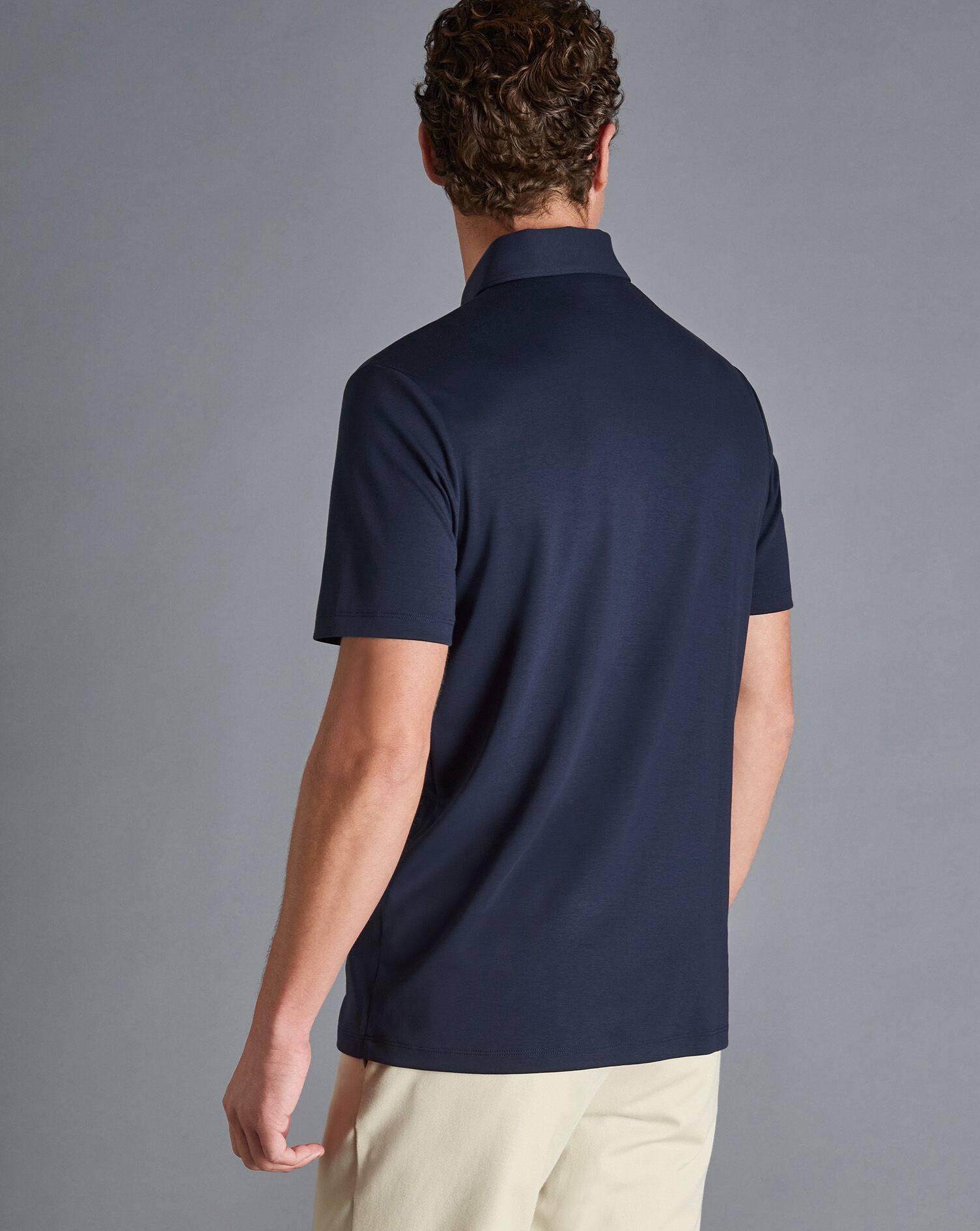 Zip-Neck Jersey Polo - Navy