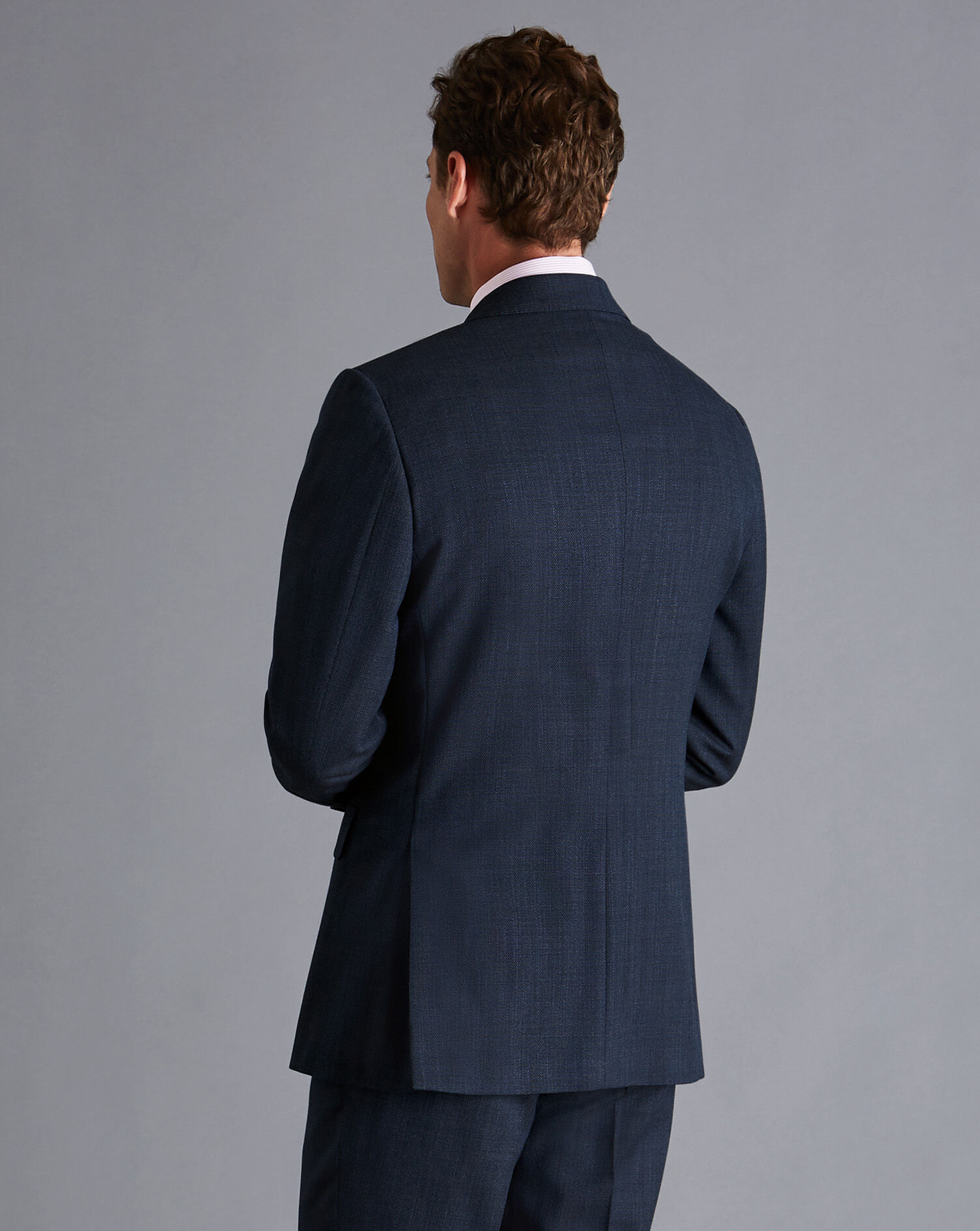 Textured Business Suit Jacket - Denim Blue