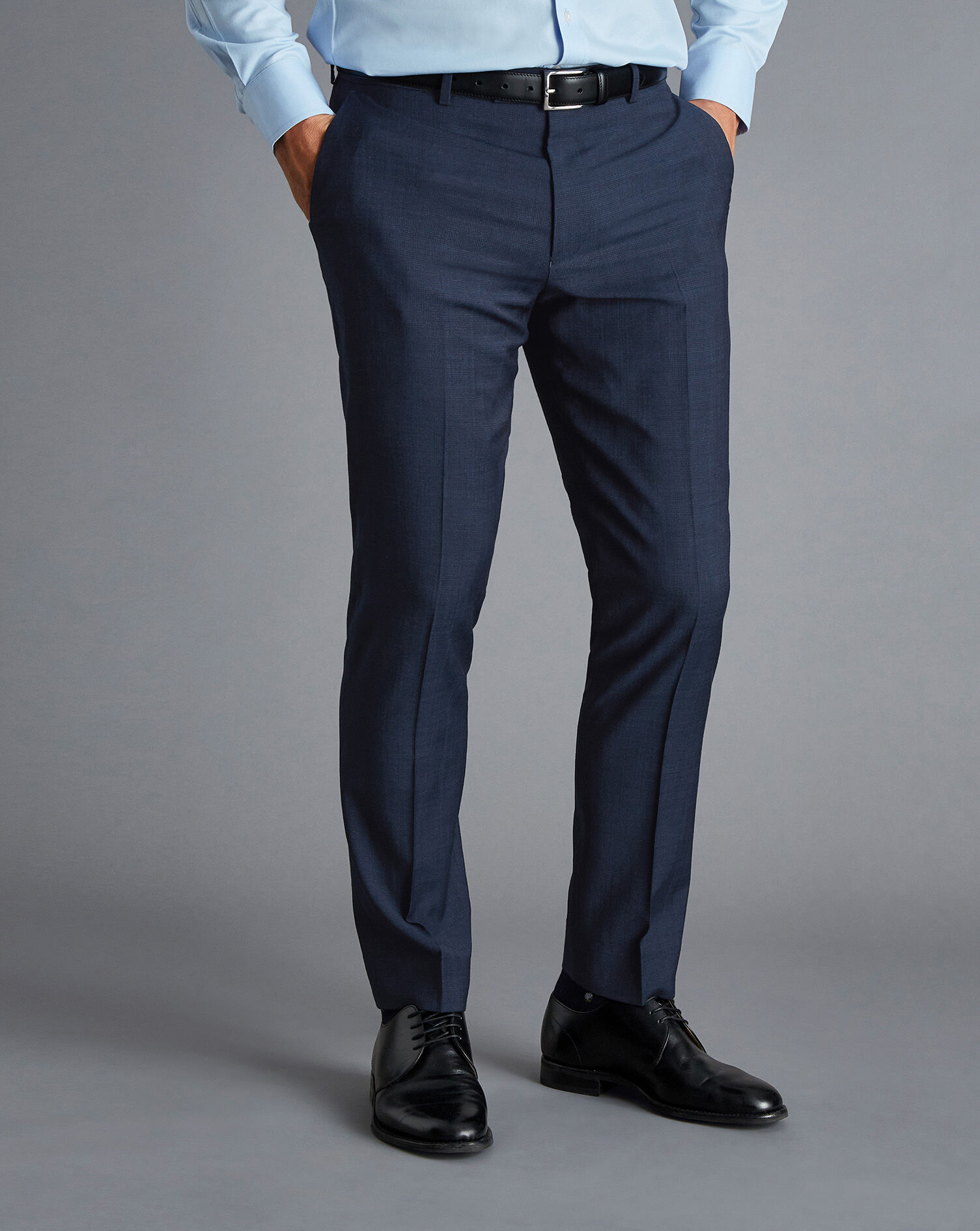 Micro Texture Birdseye Travel Suit Pants - Ink Blue