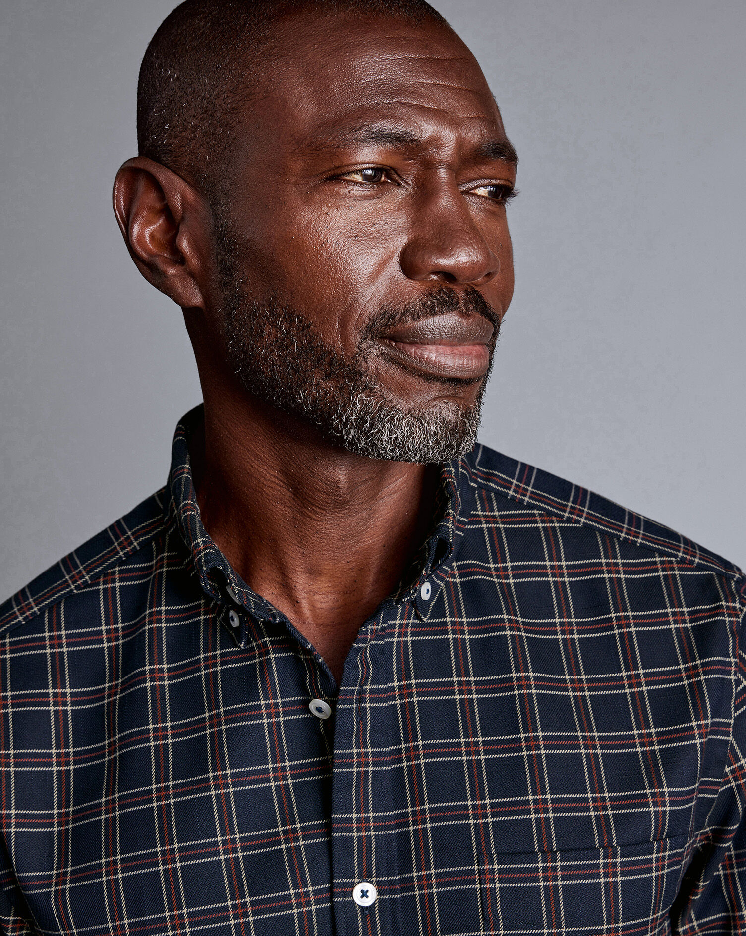 Button-Down Collar Non-Iron Twill Triple Windowpane Shirt - Burnt Orange