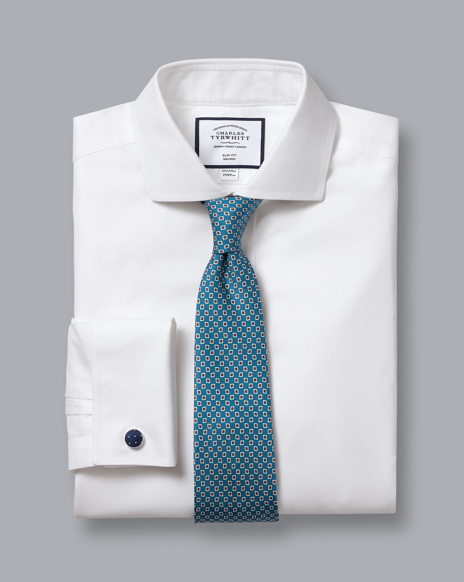 Spread Collar Non-Iron Twill Shirt - White