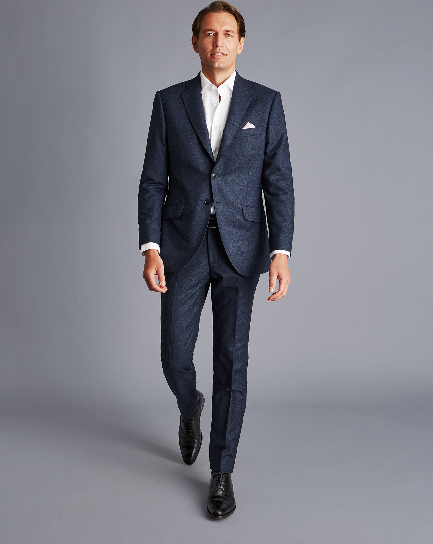 Italian Luxury Stretch Flannel Suit Pants - Dark Blue