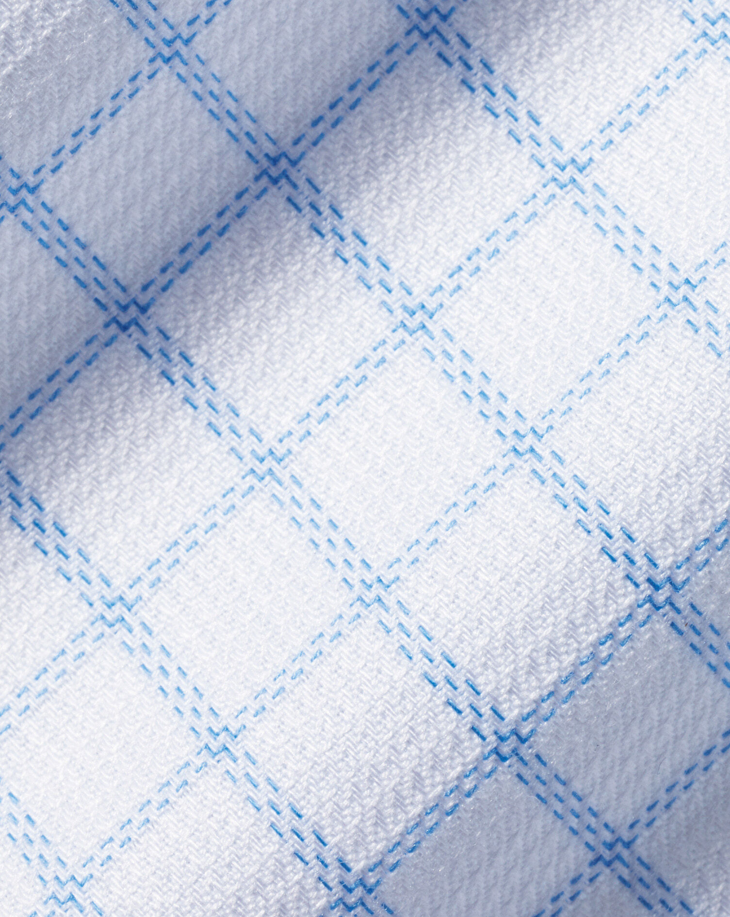 Spread Collar Non-Iron Clifton Weave Check Shirt - Cornflower Blue