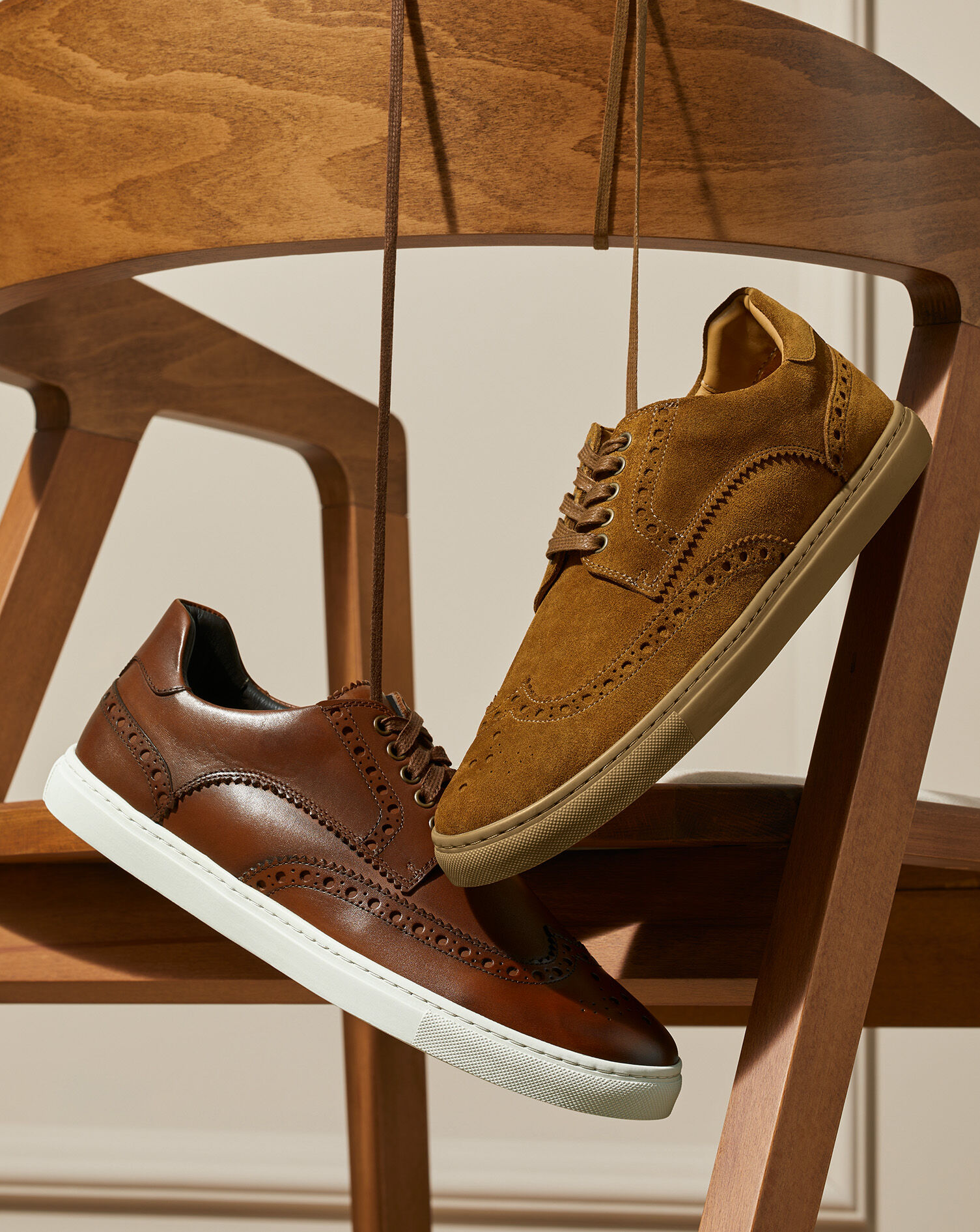 Suede Brogue Sneakers - Tobacco Brown