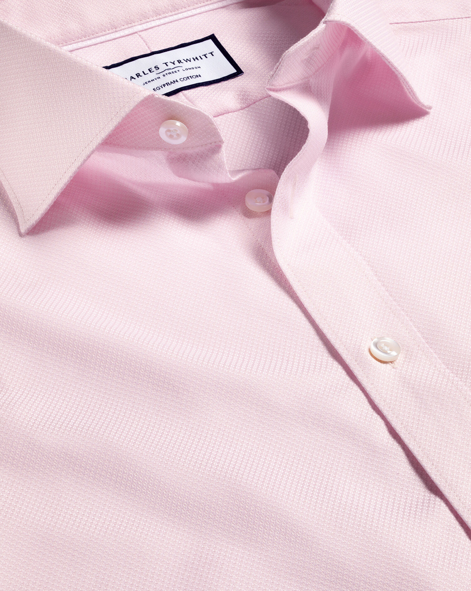 Semi-Spread Collar Egyptian Cotton Hudson Weave Shirt - Light Pink