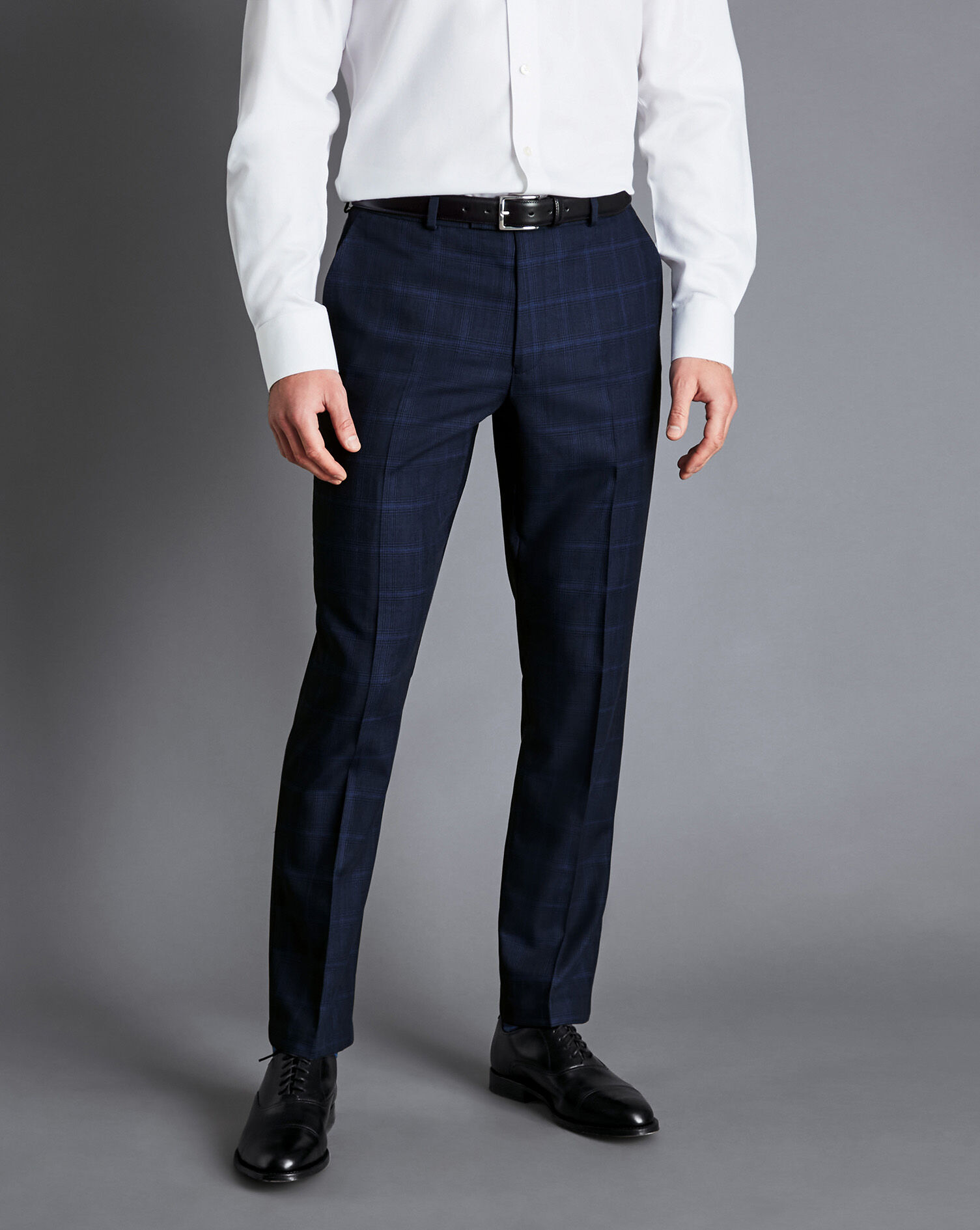 Prince of Wales Check Suit Pants - French Blue