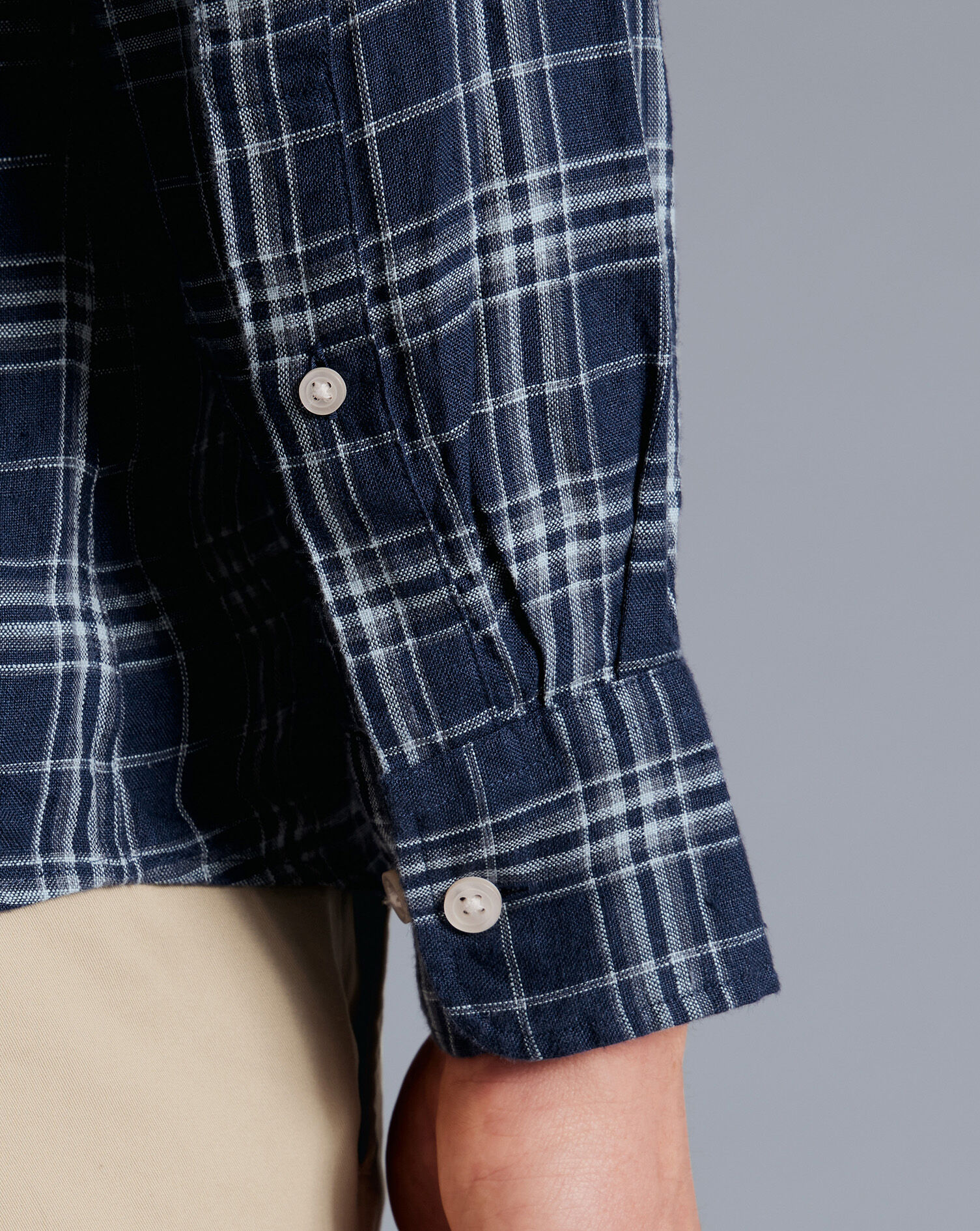 Pure Linen Check Shirt - French Blue