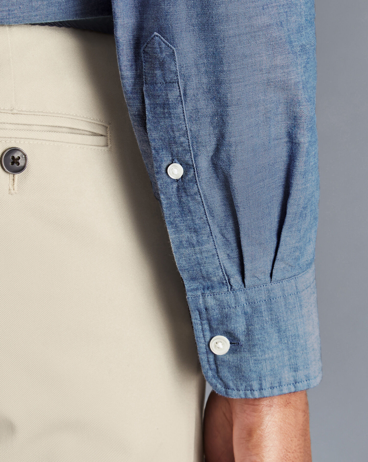 Button-Down Collar Chambray Shirt - Indigo Blue