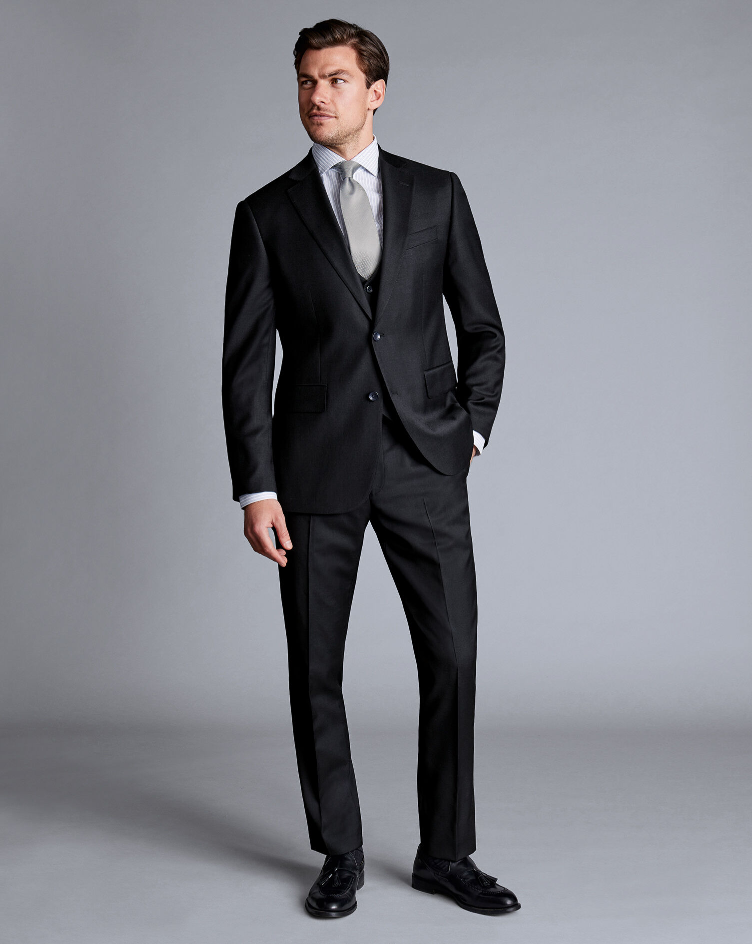 Natural Stretch Twill Suit Jacket - Black