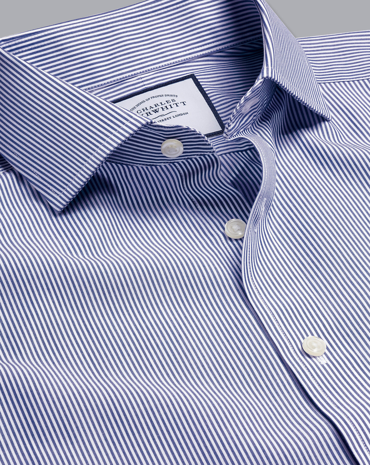 Spread Collar Non-Iron Bengal Stripe Shirt - Royal Blue