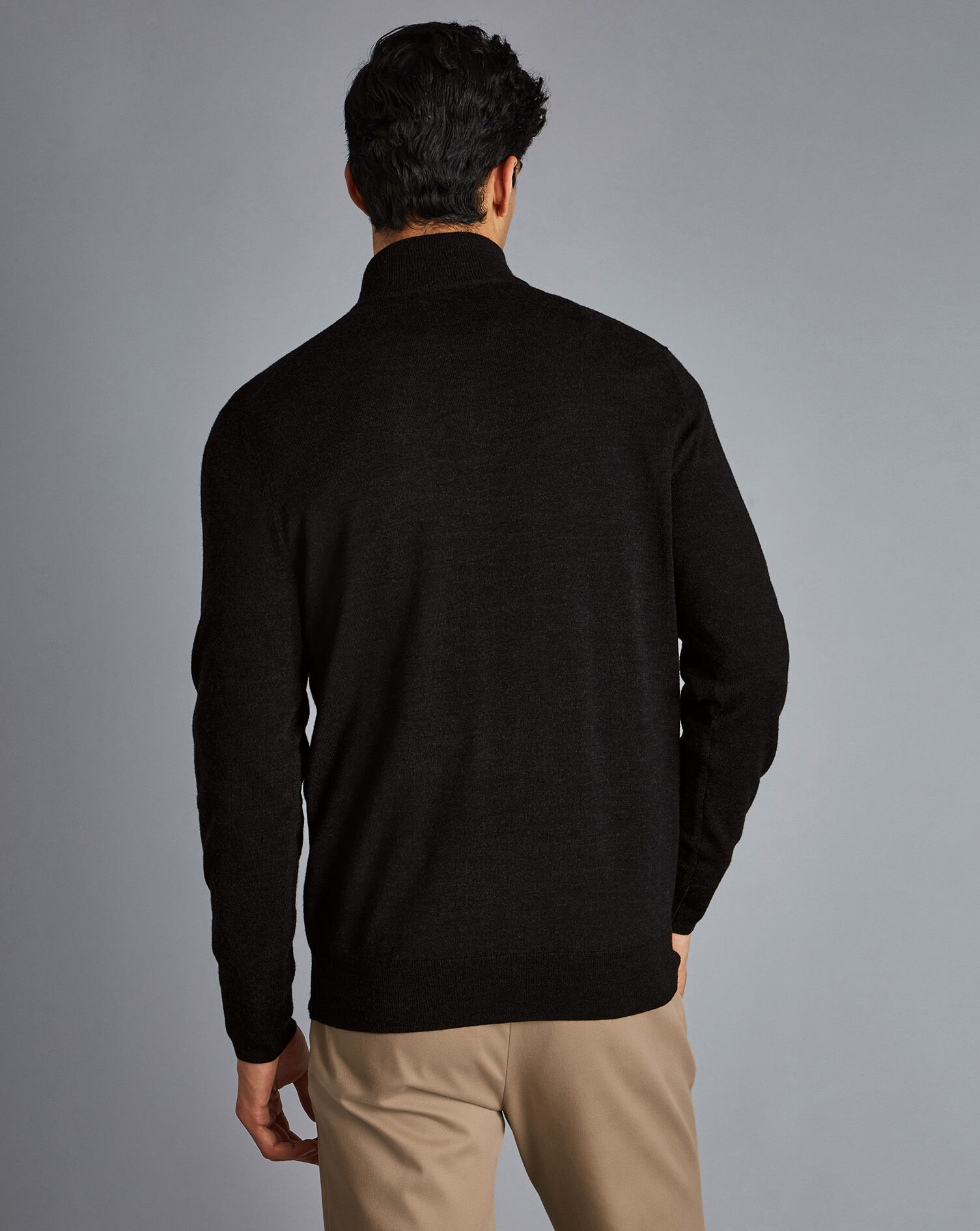Merino Zip Neck Sweater - Charcoal Grey
