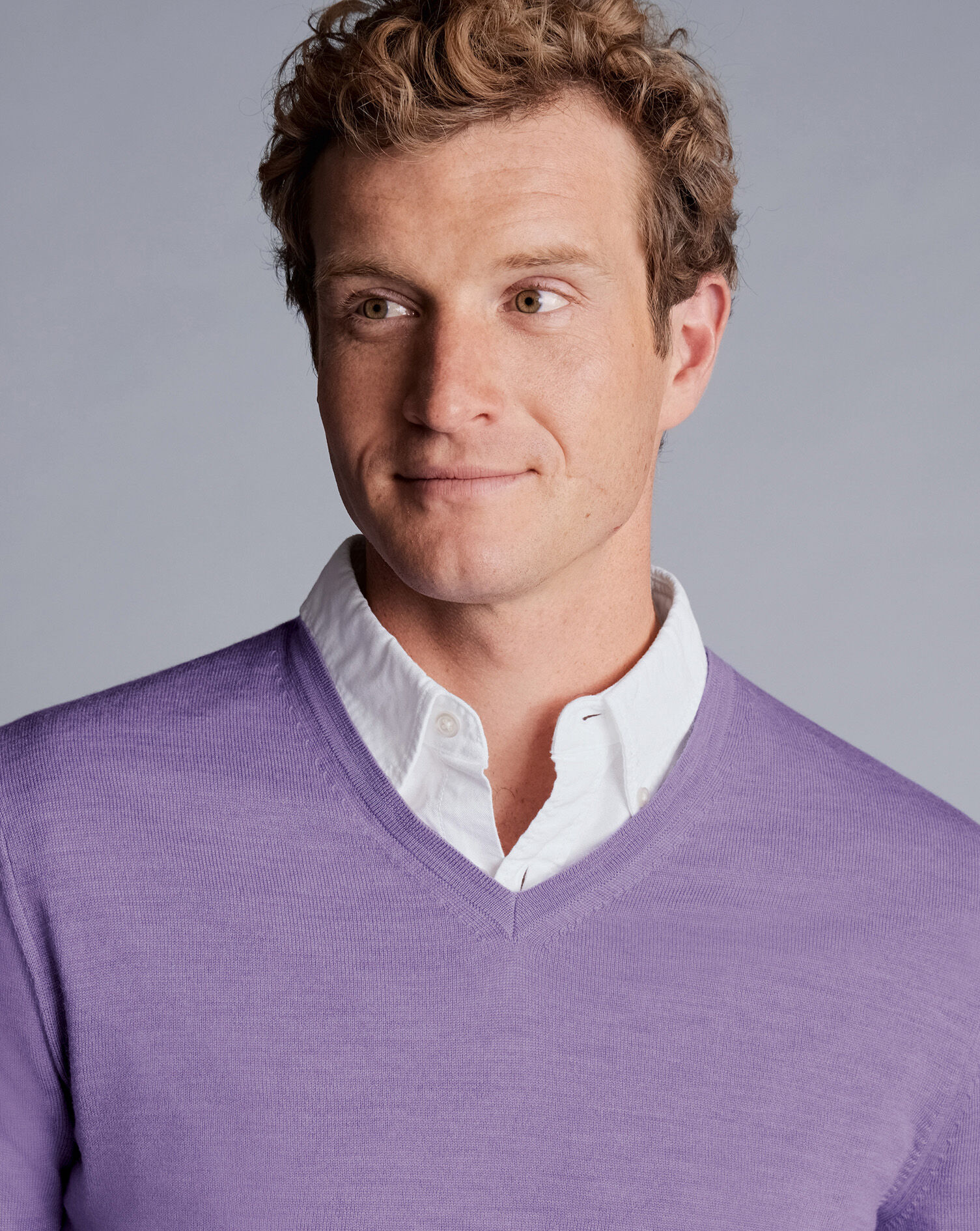 Merino V-Neck Sweater - Lavender Purple